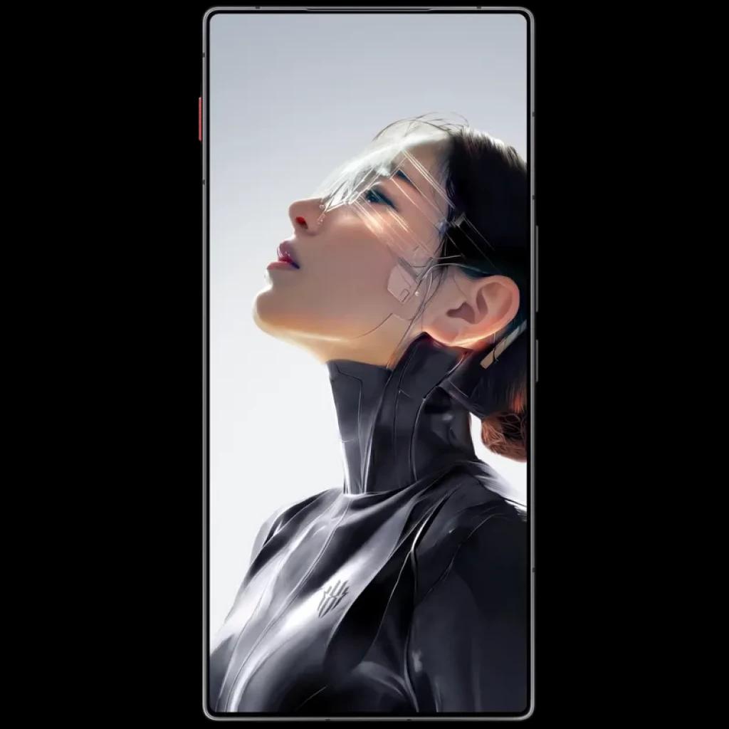 Nubia Redmagic 11 Air 5G 512GB Phantom con pantalla completa casi sin bordes, cámara frontal oculta, cuerpo negro elegante y botón rojo lateral; 12GB RAM RGB