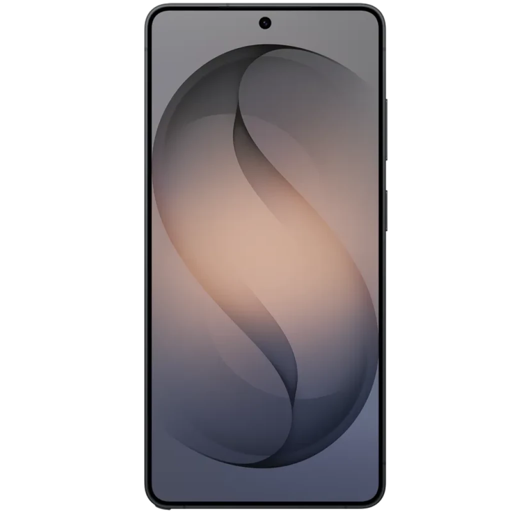 Samsung Galaxy S26 Ultra 5G negro con pantalla amplia sin bordes, cámara frontal en orificio centrado y diseño minimalista de bordes rectos y delgados