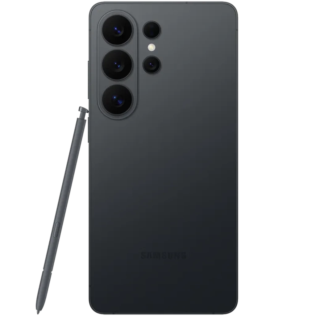 Samsung Galaxy S26 Ultra 5G negro con S Pen, triple cámara trasera grande y sensor adicional, acabado mate elegante y bordes rectos, 256GB y 12GB RAM