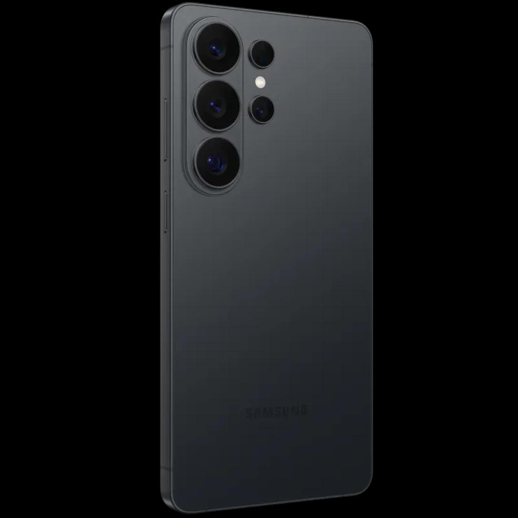 Samsung Galaxy S26 Ultra 5G negro con módulo de cuatro cámaras traseras grandes y flash, acabado mate, bordes rectos y diseño premium minimalista