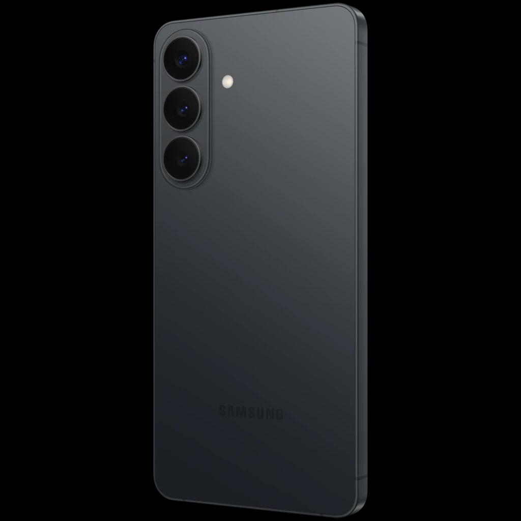 Samsung Galaxy S26+ 5G negro, 256GB, triple cámara trasera con lente de 50 MP, cuerpo fino mate, bordes planos y módulo de cámaras vertical elegante