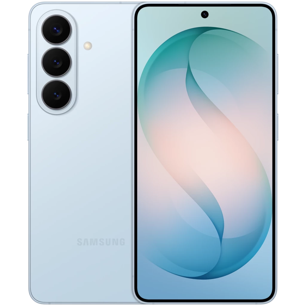 Samsung Galaxy S26 5G Azul Cielo, triple cámara vertical, pantalla sin bordes con orificio central, acabado mate, 512GB, 12GB RAM, potencia con IA