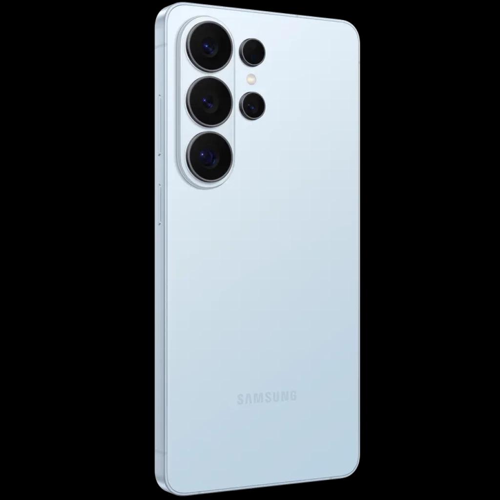 Samsung Galaxy S26 Ultra 5G 512 Go Sky Blue avec dos mat, module photo quadruple proéminent, bords arrondis, design fin et premium, logo Samsung discret