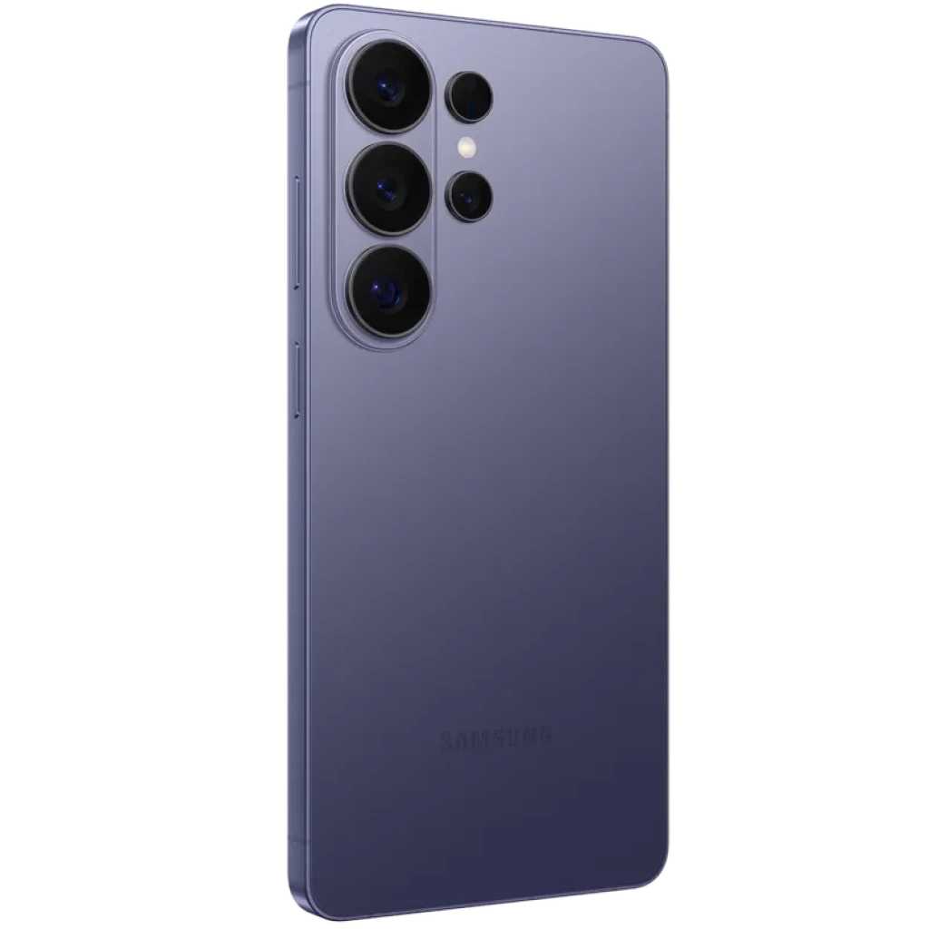 Samsung Galaxy S26 Ultra 5G 256GB en Cobalt Violet, acabado mate, módulo trasero con cuatro cámaras grandes, bordes curvos y cuerpo delgado premium