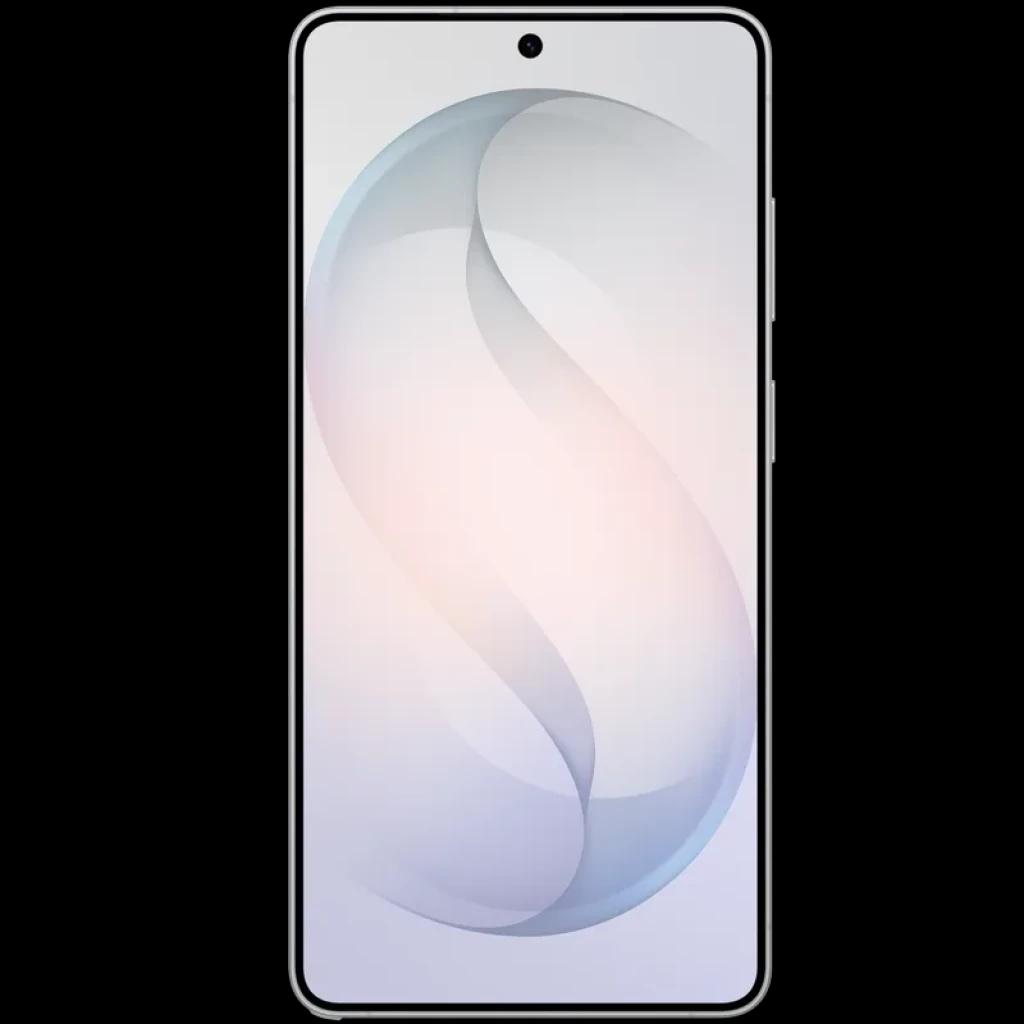 Frontal del Samsung Galaxy S26 Ultra 5G blanco con pantalla completa casi sin bordes, cámara frontal centrada en perforación y diseño elegante minimalista