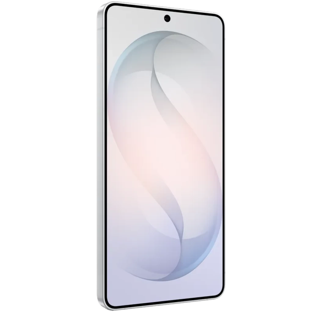 Frontal del Samsung Galaxy S26 Ultra 5G blanco con pantalla casi sin bordes, perforación centrada para la cámara y diseño minimalista con acabado brillante