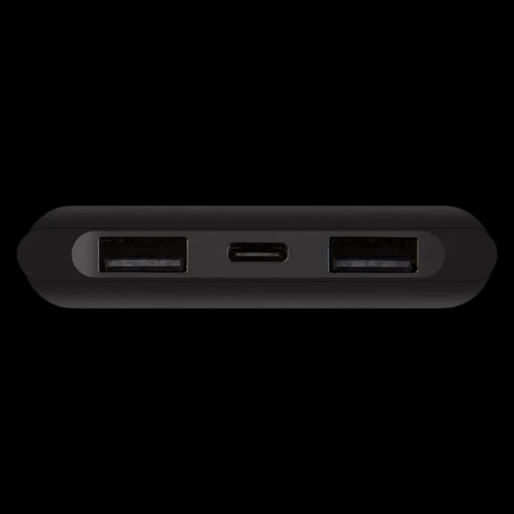 OBAL ME PowerNest Noir 10000mAh avec deux ports USB-A et un port USB-C au centre, design compact et finition mate noire