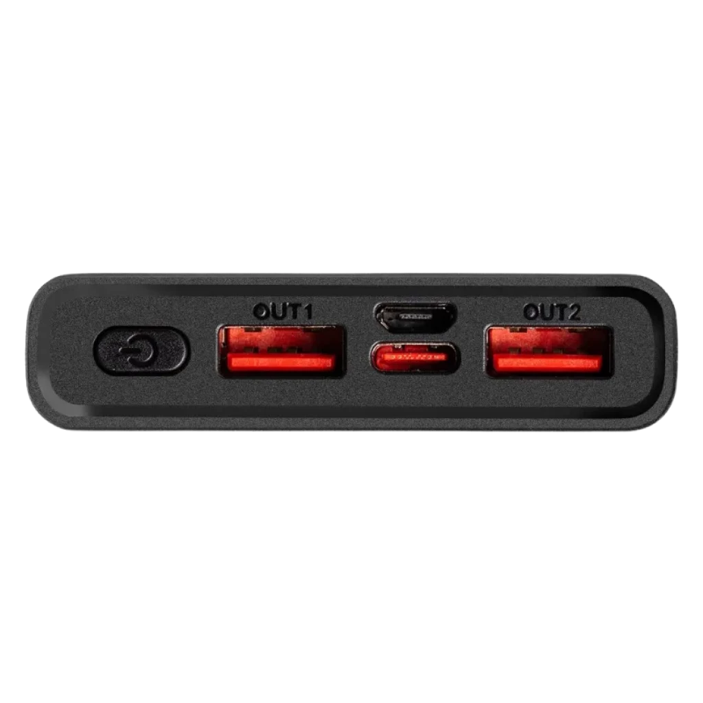 Portas USB-C, USB-A e MicroUSB no power bank OBAL:ME 22,5W