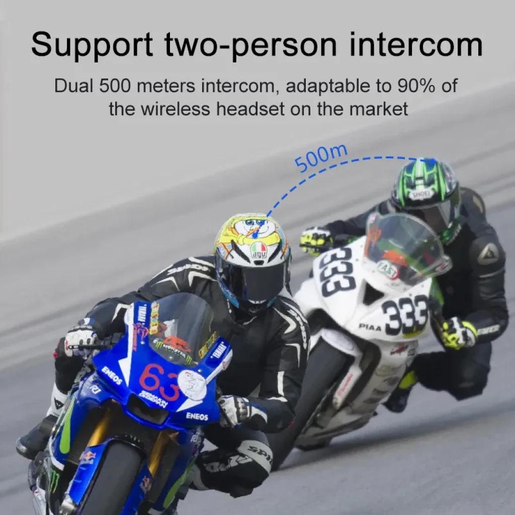 Intercomunicador para moto Y8X Mesh de 8 condutores, suporte a chamada dupla até 500 m entre pilotos, compatível com a maioria dos headsets sem fio