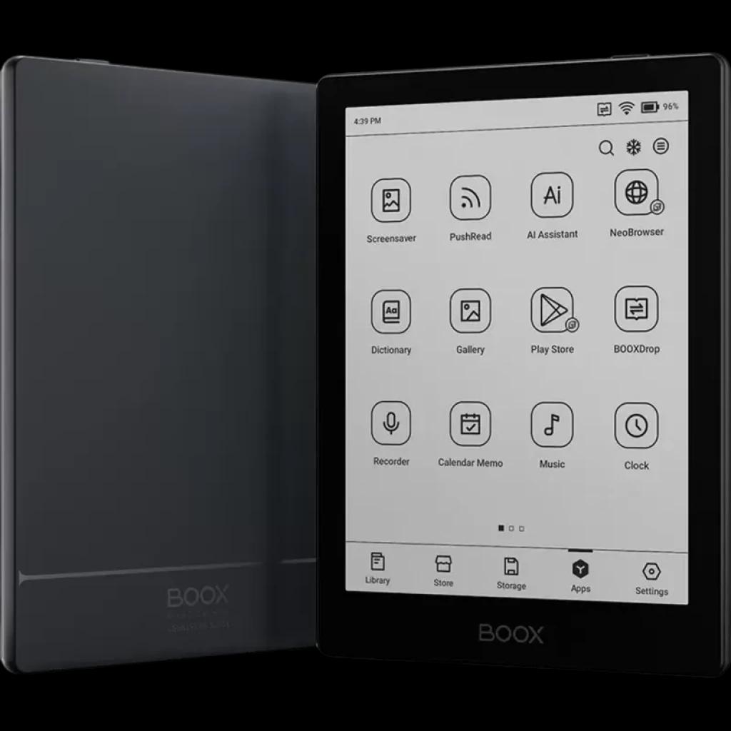Liseuse BOOX Go 6 noire avec écran 6 pouces E Ink Carta 1300, interface Android 11, 32 Go, slot MicroSD, bords fins et interface dapps en icônes