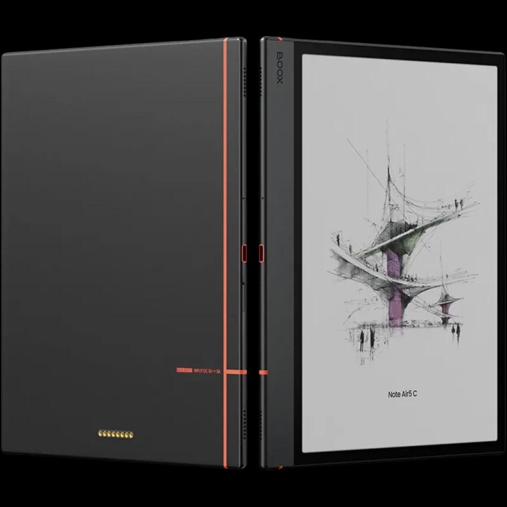 BOOX Note Air5 C 10.3 pulgadas con pantalla Kaleido 3 a color, cuerpo delgado gris con acentos naranjas, biseles finos y lápiz Pen3 incluido