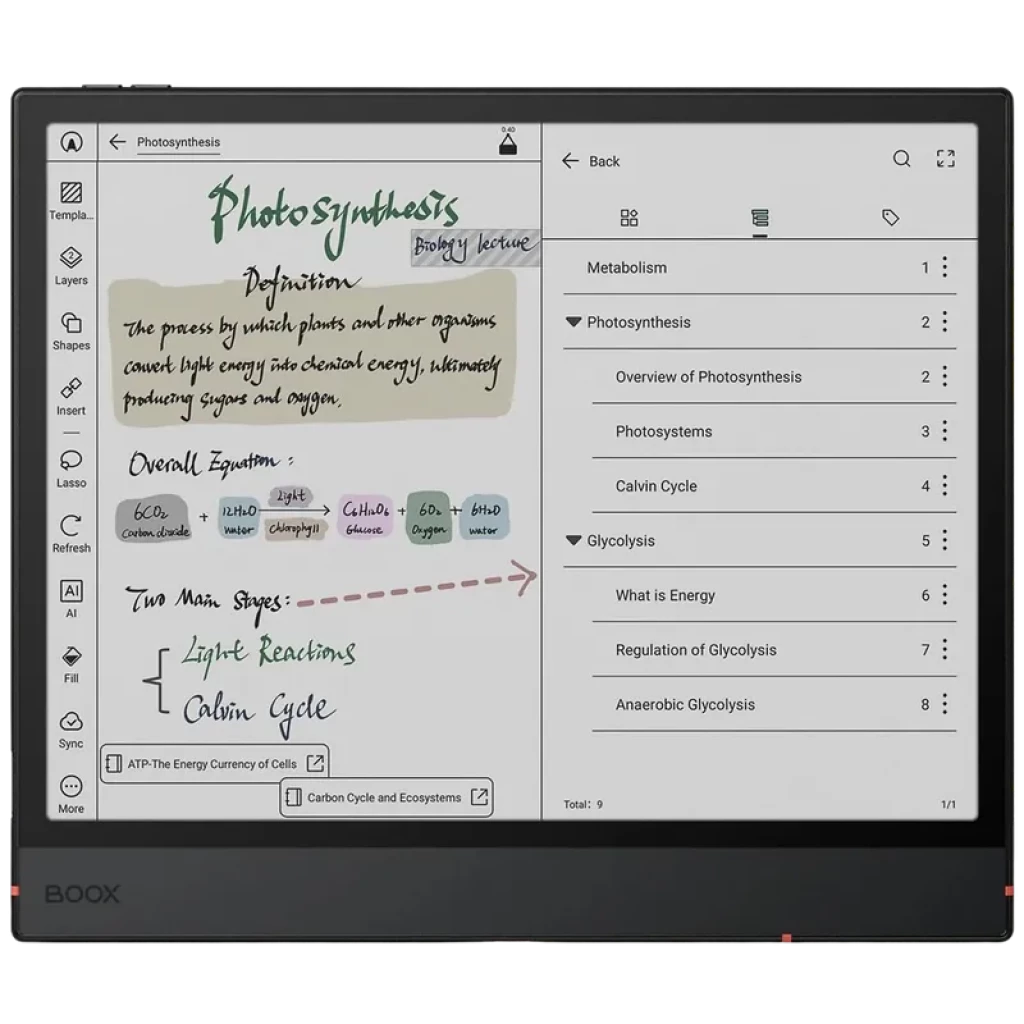 Pantalla E Ink Kaleido 3 de 10.3 pulgadas con color, interfaz Android 15, notas a mano con lápiz, biseles delgados y botones laterales, cuerpo delgado negro