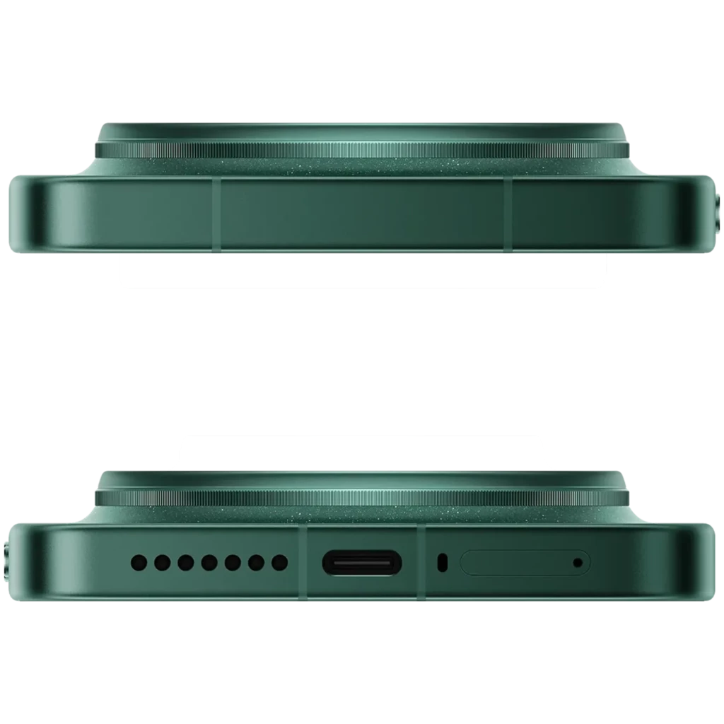 Xiaomi 17 Ultra 512GB Starlit Green con borde metálico verde, módulo de cámara Leica prominente y puerto USB-C centrado; diseño delgado y premium