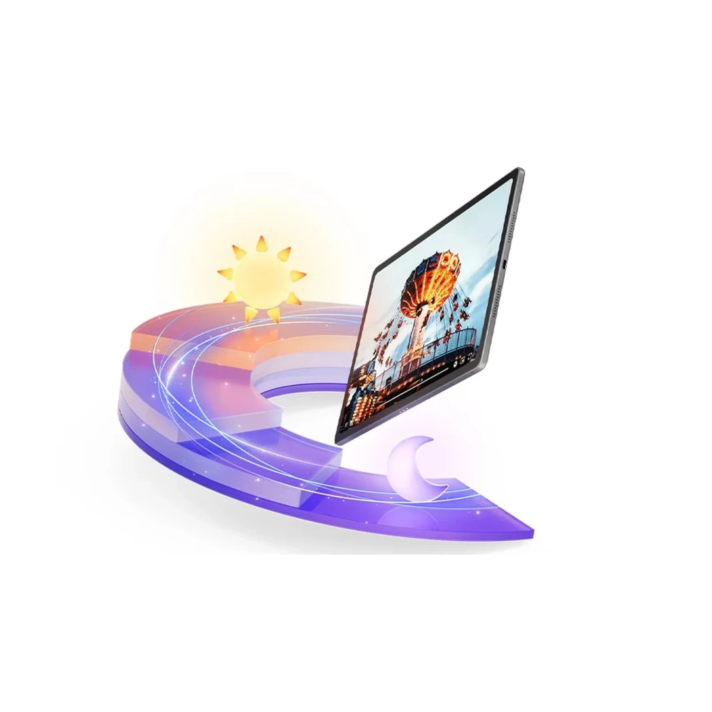 Lenovo Idea Tab Plus 12.1 pulgadas, 256GB y 8GB RAM Mejorada por IA; pantalla vibrante casi sin bordes, cuerpo delgado en negro con altavoces laterales