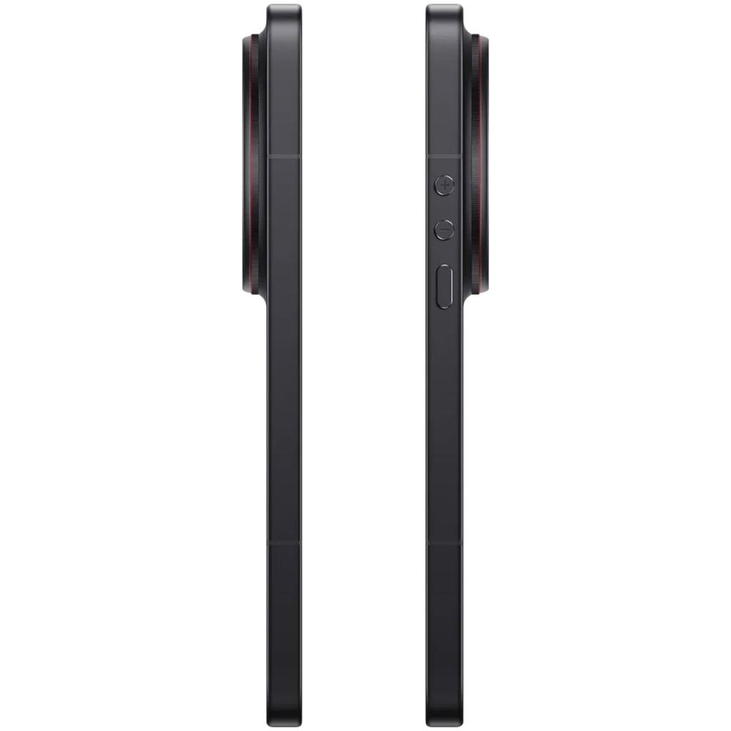 Módulo lateral de cámara negro del Xiaomi 17 Ultra con gran aro sobresaliente, botones de volumen y encendido, acabado mate y diseño robusto