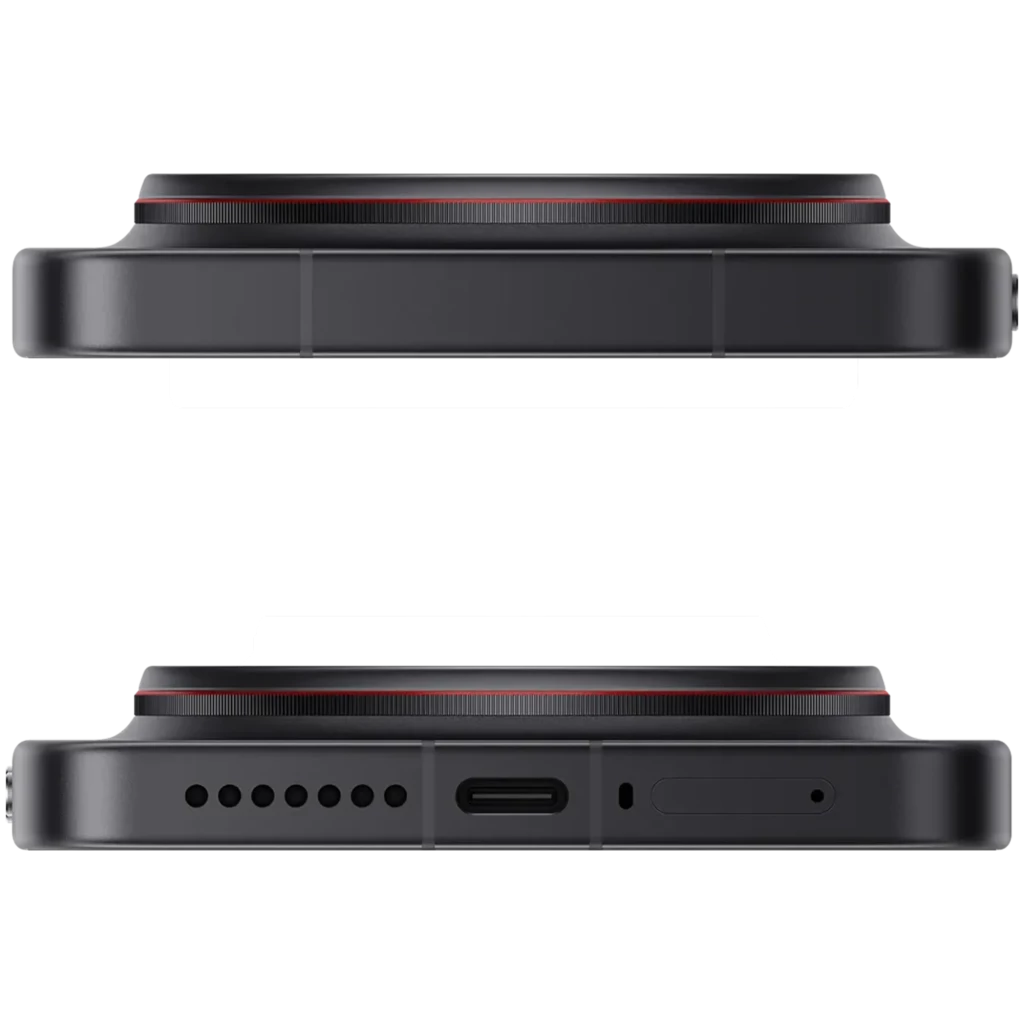 Xiaomi 17 Ultra 512GB Negro con módulo de cámara trasera grande y anillos rojos, chasis negro mate, borde inferior con altavoz, USB-C y bandeja SIM