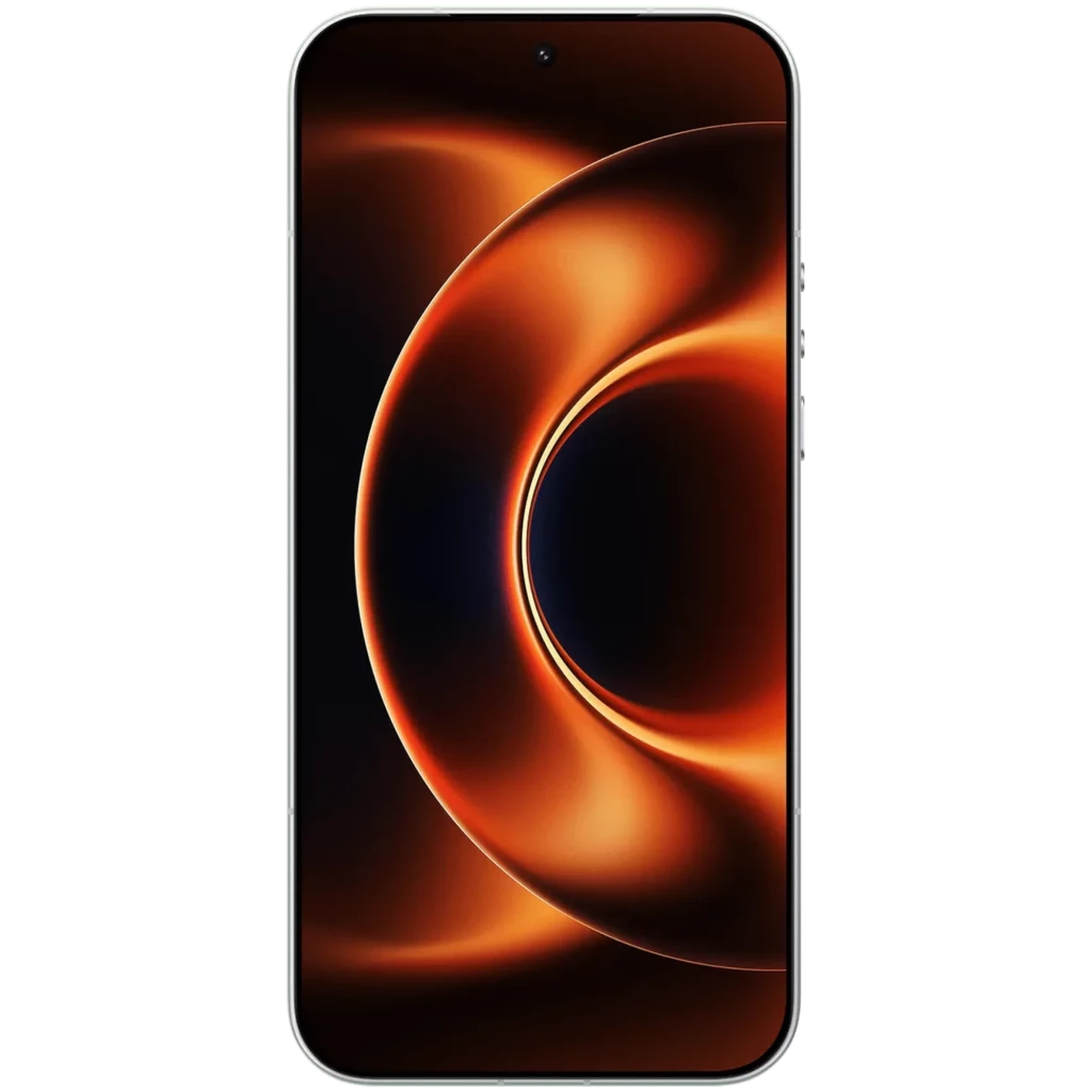 Xiaomi 17 Ultra blanco con pantalla HyperRGB casi sin bordes, cámara frontal en orificio central, panel grande y brillante de alto contraste