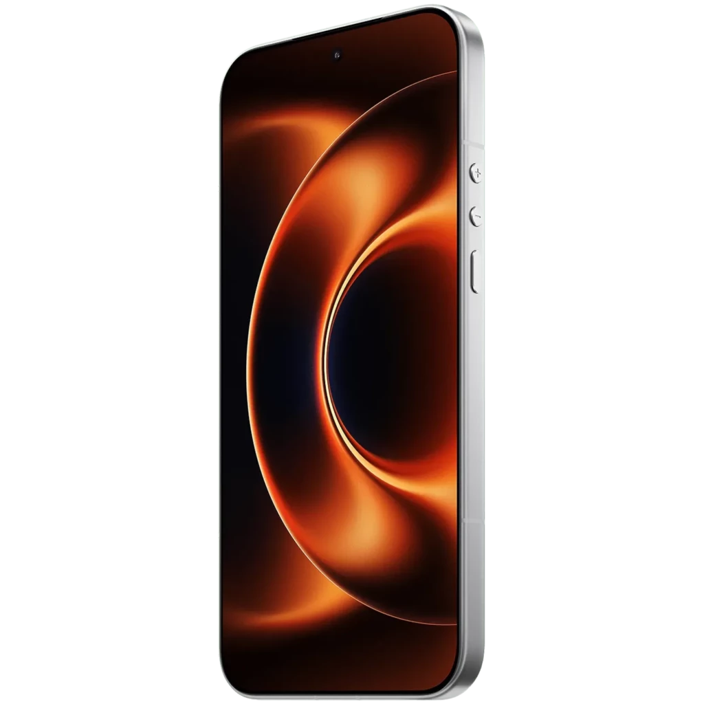 Xiaomi 17 Ultra blanco con pantalla HyperRGB sin bordes, marco metálico plateado y botones laterales. 512GB, 12GB RAM, batería 6000 mAh