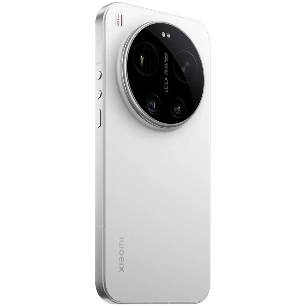 Xiaomi 17 Ultra blanco con gran módulo de cámara Leica circular, triple lente y flash; cuerpo metálico delgado, botones laterales y acabado premium