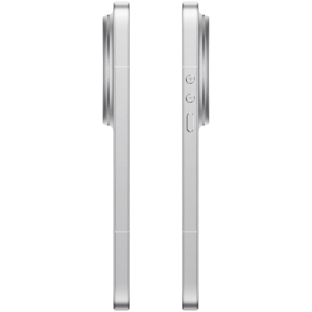 Lateral del Xiaomi 17 Ultra Blanco con módulo de cámara doble prominente, botones de volumen y encendido, acabado metálico y bordes rectos elegantes