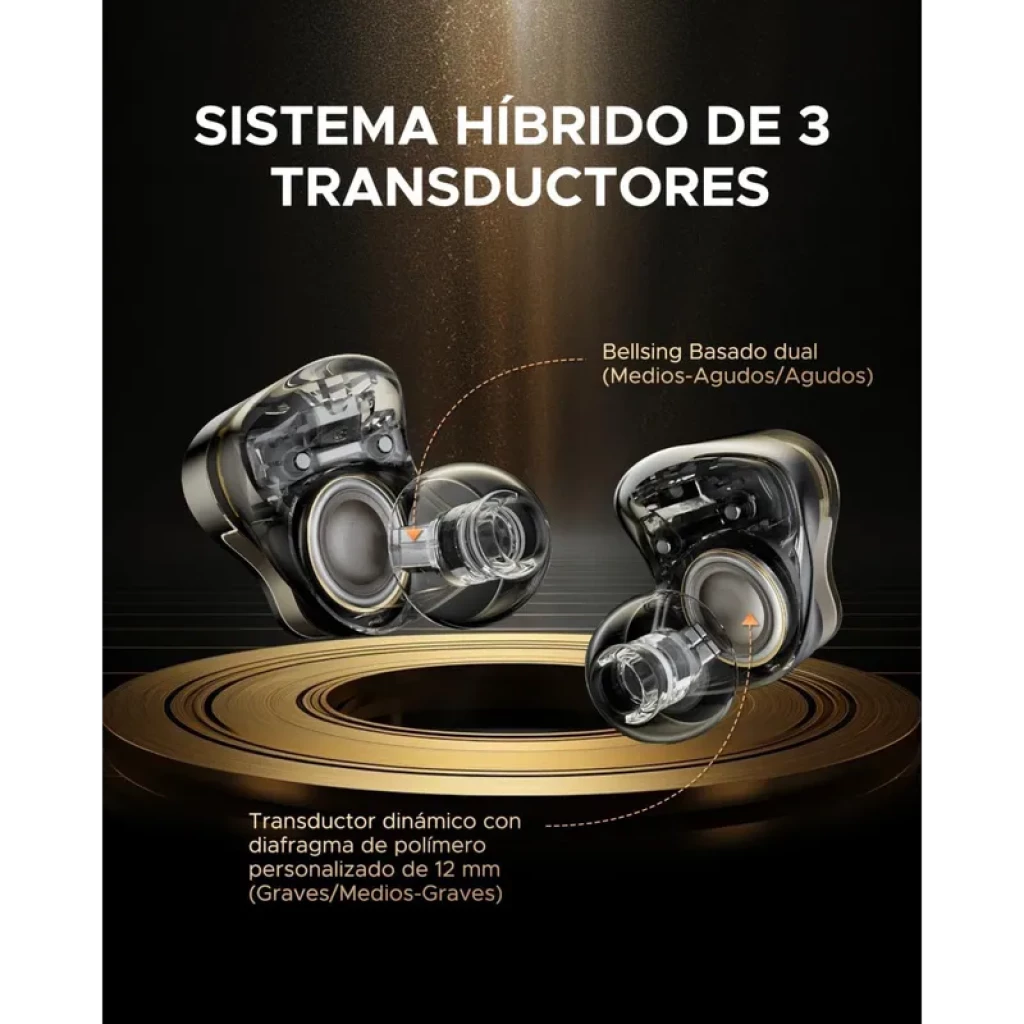 SoundPEATS H3 TWS Titanium Black avec design transparent, double Belling pour médiums-aigus et transducteur dynamique 12 mm pour graves puissants