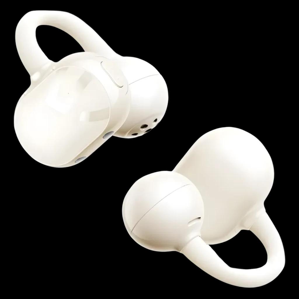 SoundPEATS POP Clip TWS Beige, auriculares intraurales beige con gancho flexible, diseño compacto y ergonómico, carcasa lisa y puertos de micrófono visibles