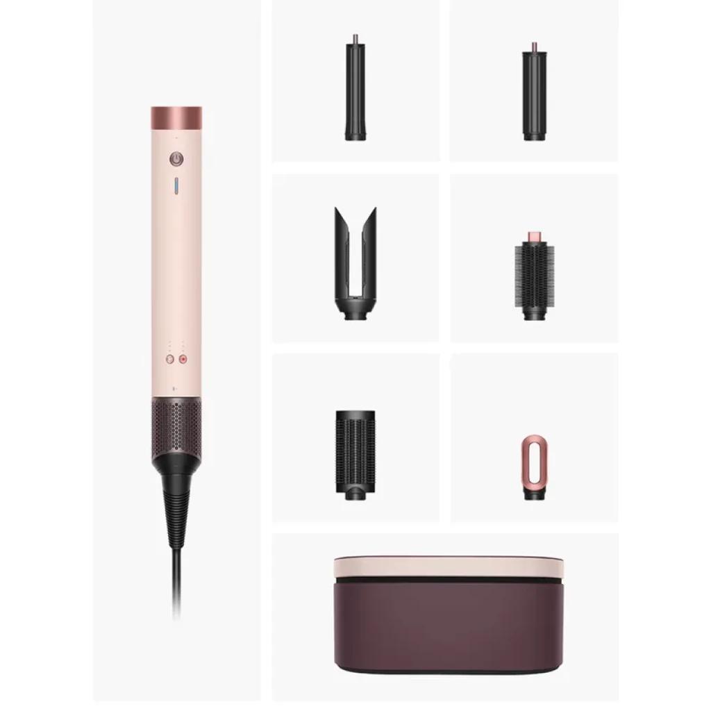Dyson HS09 color Ceramic Pink Rose Gold con motor V9 y efecto Coanda, incluye mango principal, barriles, cepillos, boquilla alisadora y estuche burdeos