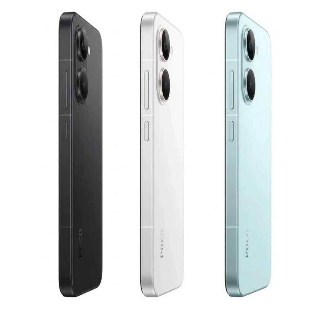 Smartphone verde con bordes planos, módulo dual de cámara trasera grande, acabado mate, botones laterales y diseño estilizado tipo Xiaomi Poco X8 Pro 5G