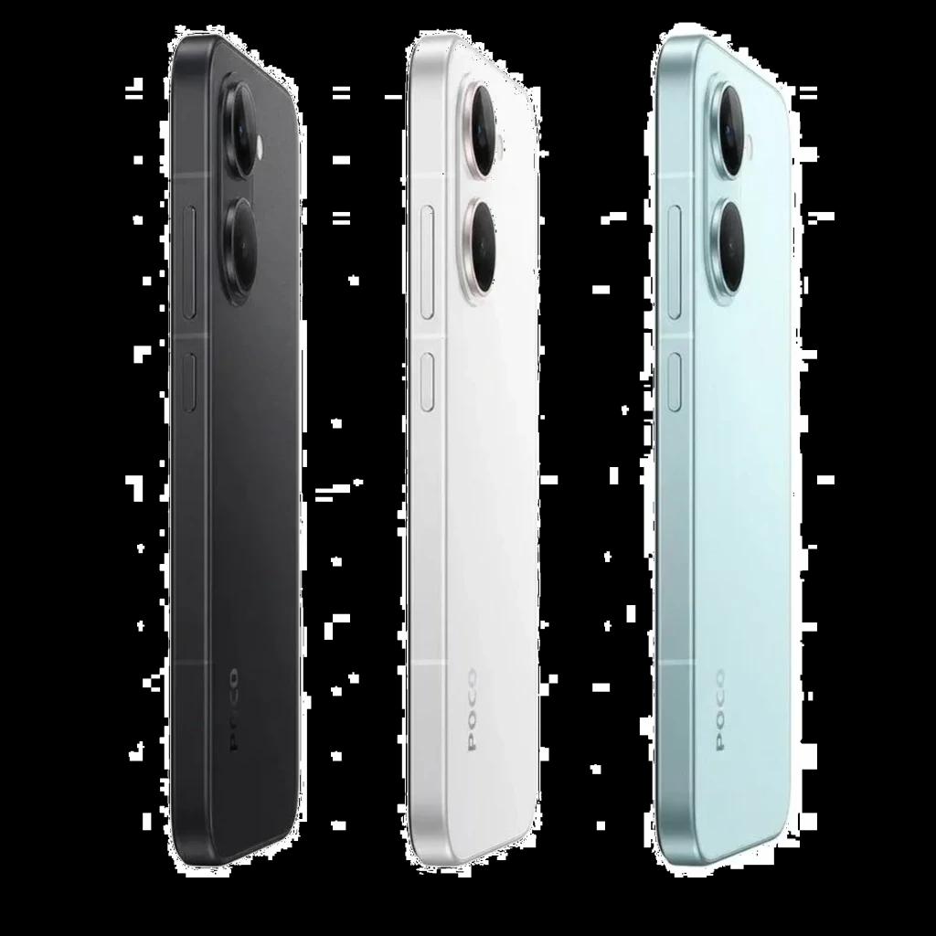 Smartphone verde con bordes planos, módulo dual de cámara trasera grande, acabado mate, botones laterales y diseño estilizado tipo Xiaomi Poco X8 Pro 5G