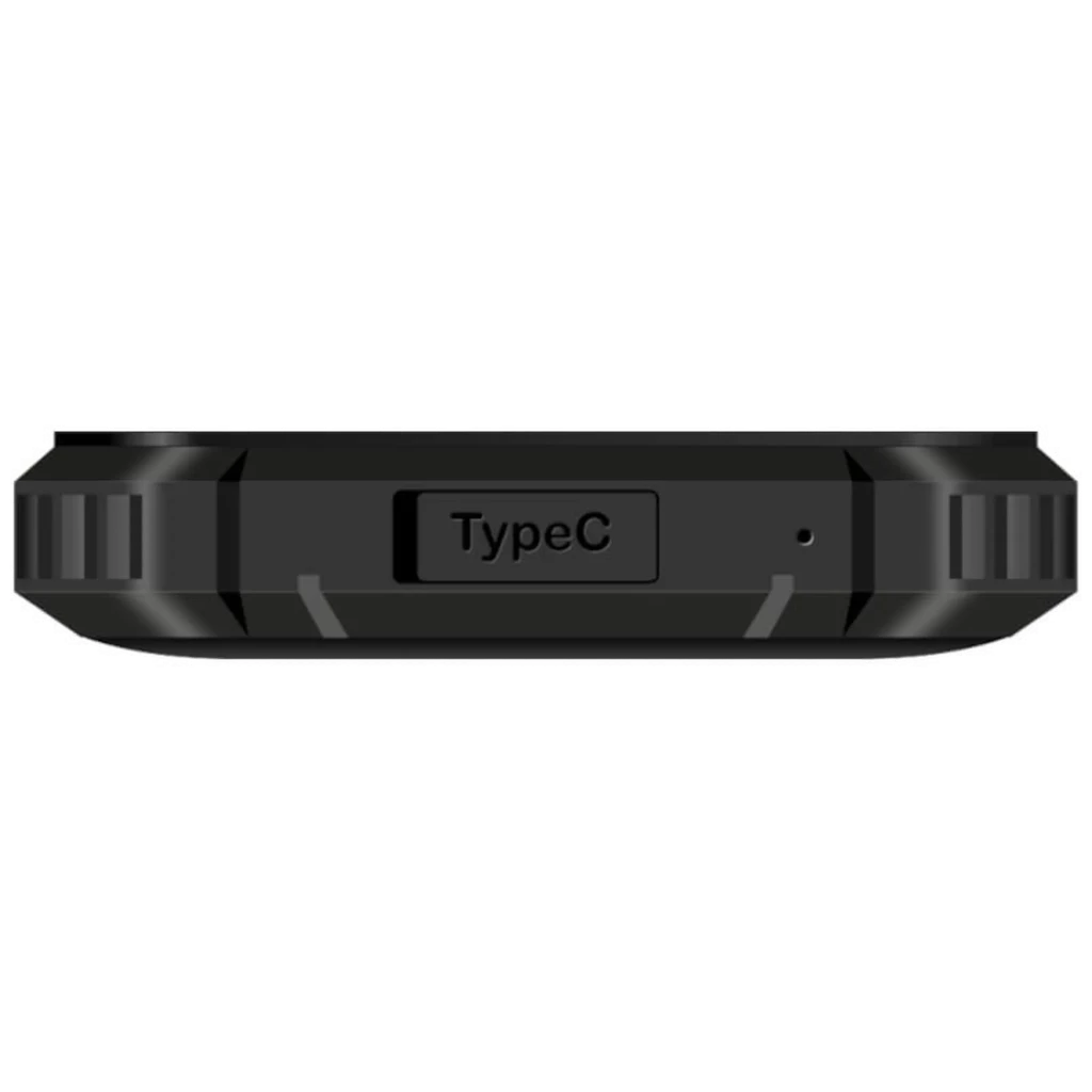 Puerto Type-C cubierto en borde inferior robusto del Oukitel WP23S Negro, diseño reforzado con biseles antideslizantes y sellado resistente al polvo y agua