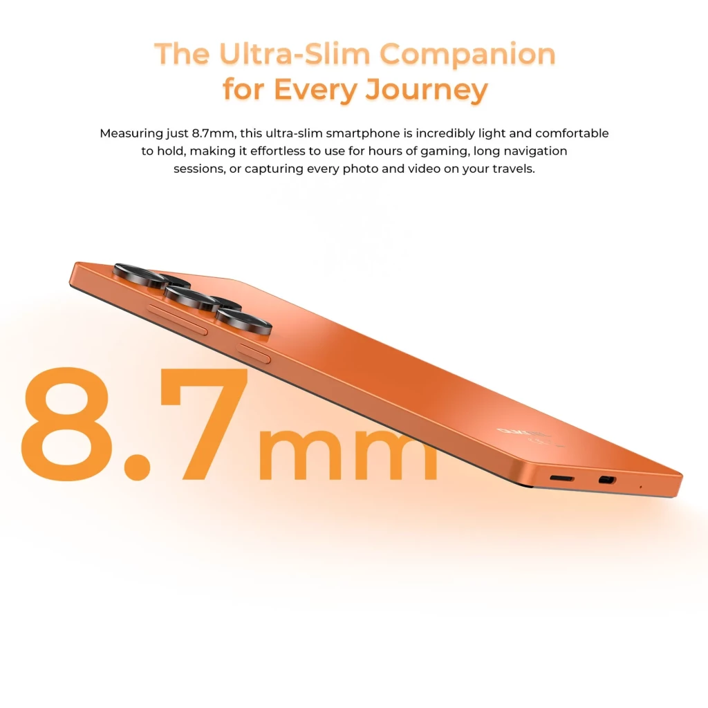 Oukitel C66 128GB negro, diseño ultradelgado de 8.7 mm, pantalla 120 Hz fluida, 4 GB RAM y triple cámara trasera con sensor SONY de 64 MP