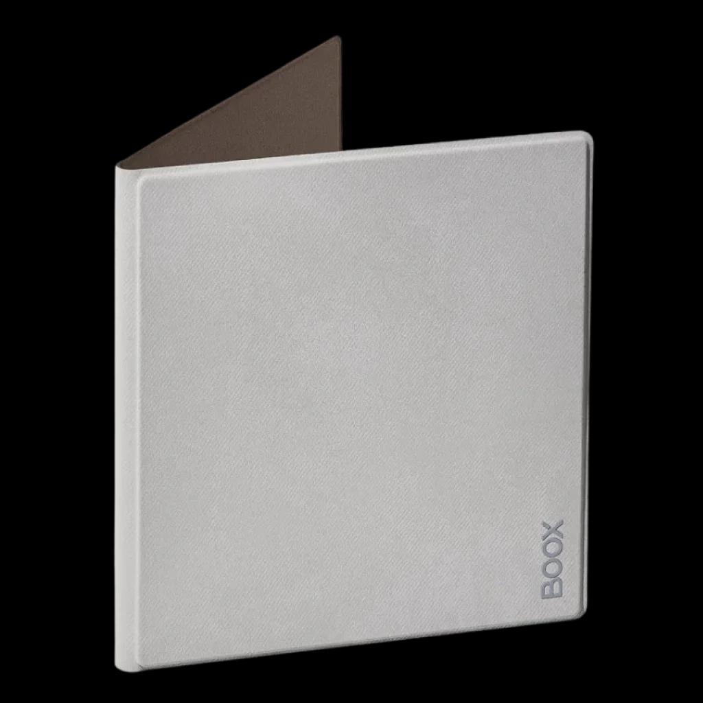 Housse BOOX grise pour Go 7 et Go 7 Color Gen II, type livre, finition texturée, intérieur foncé, bords renforcés et logo BOOX dans le coin inférieur droit