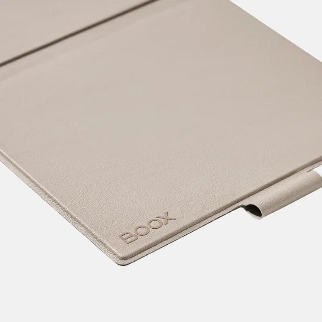 Étui BOOX beige pour Go 7 et Go 7 Color Gen II, design fin avec texture douce, logo BOOX en relief et support latéral pour stylet