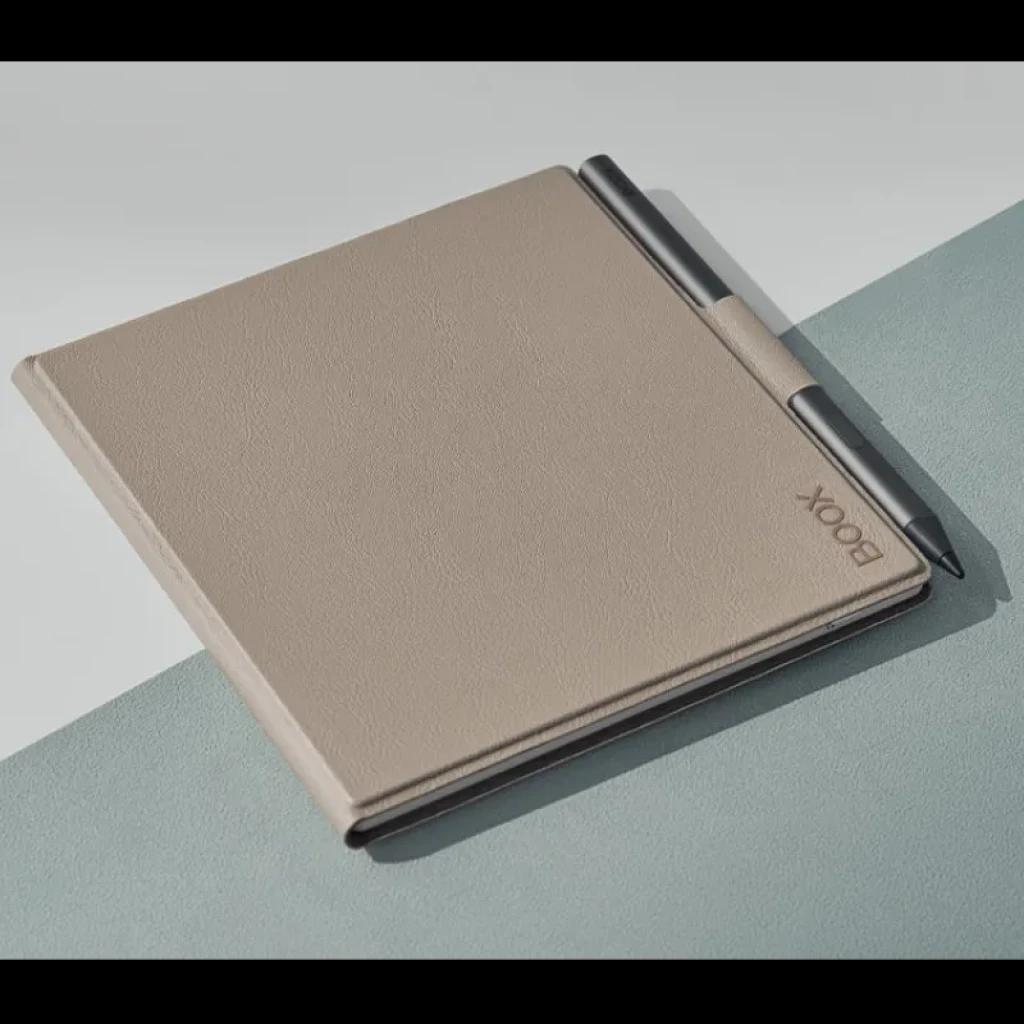 Étui BOOX beige pour Go 7 et Go 7 Color Gen II avec texture haut de gamme, fermeture magnétique et support latéral pour stylet ; design fin et protection élégante