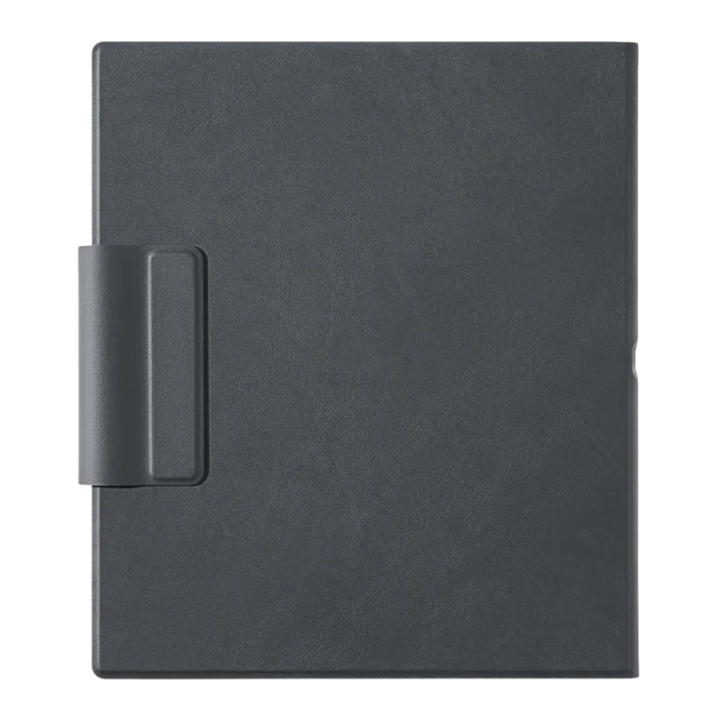 Funda BOOX Magnetic para Note Air5 C en gris oscuro, acabado tipo cuero, cierre magnético y soporte lateral para lápiz