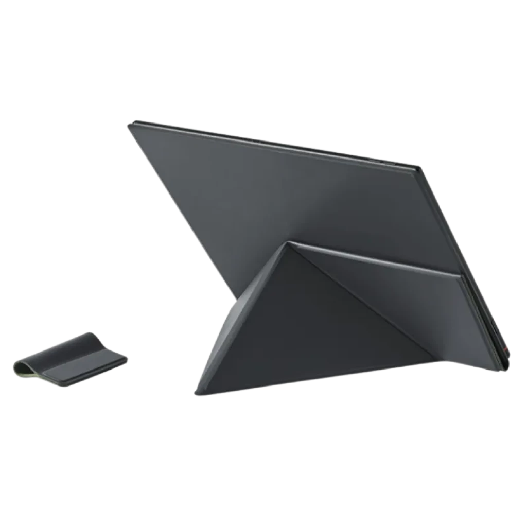 Funda BOOX Magnetic para Note Air5 C en gris oscuro, diseño plegable tipo origami con soporte ajustable y clip magnético adicional para sujeción segura