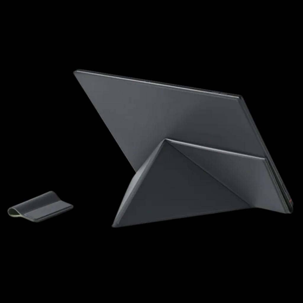 Funda BOOX Magnetic para Note Air5 C en gris oscuro, diseño plegable tipo origami con soporte ajustable y clip magnético adicional para sujeción segura