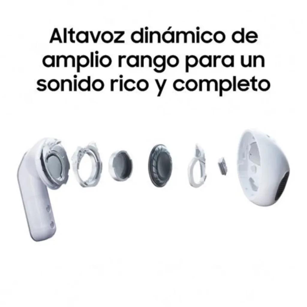 Samsung Galaxy Buds4 R540 Negro Bluetooth 6.1 ANC con altavoz dinámico de amplio rango, piezas internas visibles y acabado negro elegante