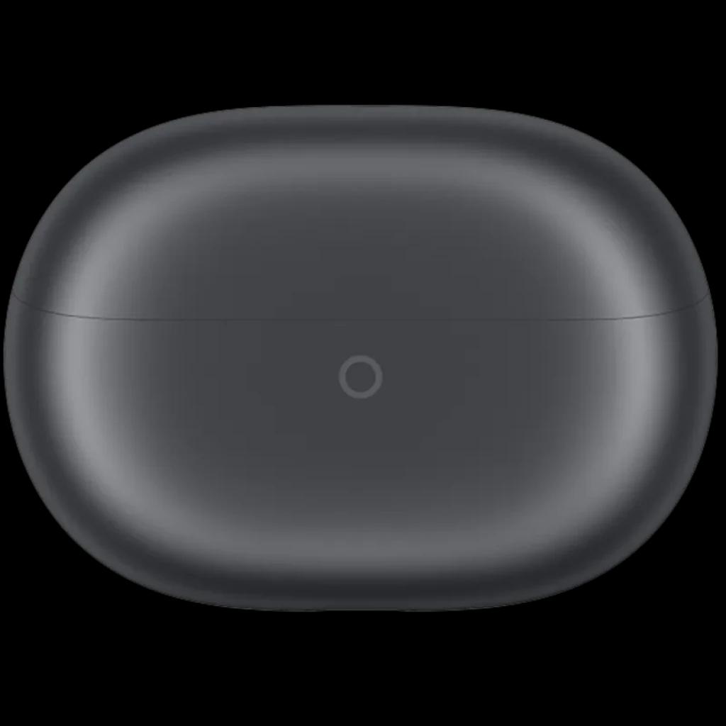 Estuche de carga gris mate ovalado con bisagra superior y luz LED frontal, diseño compacto y minimalista para Huawei FreeBuds Pro 5 Gris