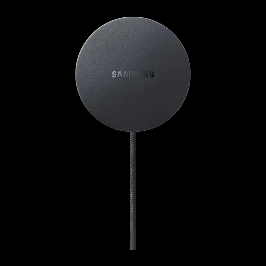 Samsung EP-P2900BBE Cinza Escuro 25W base de carregamento sem fios circular, acabamento mate, logótipo Samsung centralizado, cabo integrado trançado preto
