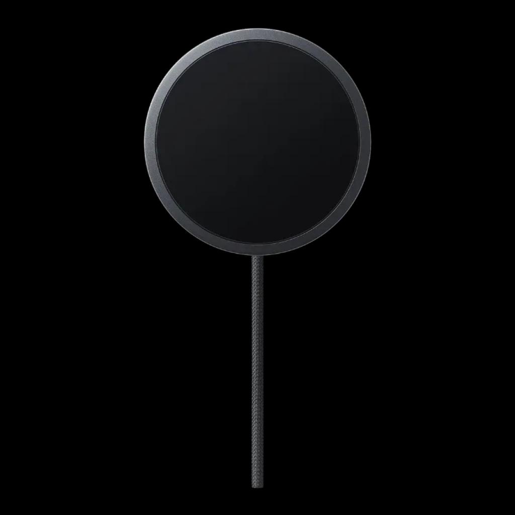 Carregador sem fios Samsung EP-P2900BBE cinzento escuro 25 W com superfície circular preta e cabo trançado