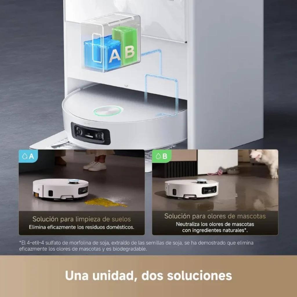 Dreame Aqua10 Ultra Track Blanco con base de autolimpieza; robot circular blanco con cámara frontal, depósito dual A/B