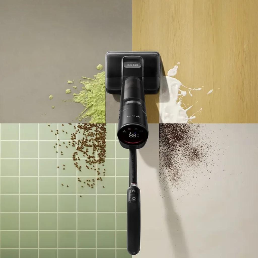 Dreame H15 Mix aspirador 4 en 1 limpia seco y húmedo; cabezal con pantalla LED succiona líquidos y polvo en madera, baldosa y superficies mixtas 18000 Pa