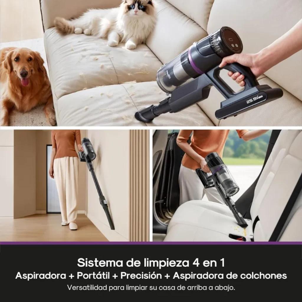 EUREKA NEC520 20300 Pa con filtrado en 5 etapas: aspiradora escoba 4 en 1, portátil y de precisión, limpia sofá, suelos, colchones y auto con boquillas