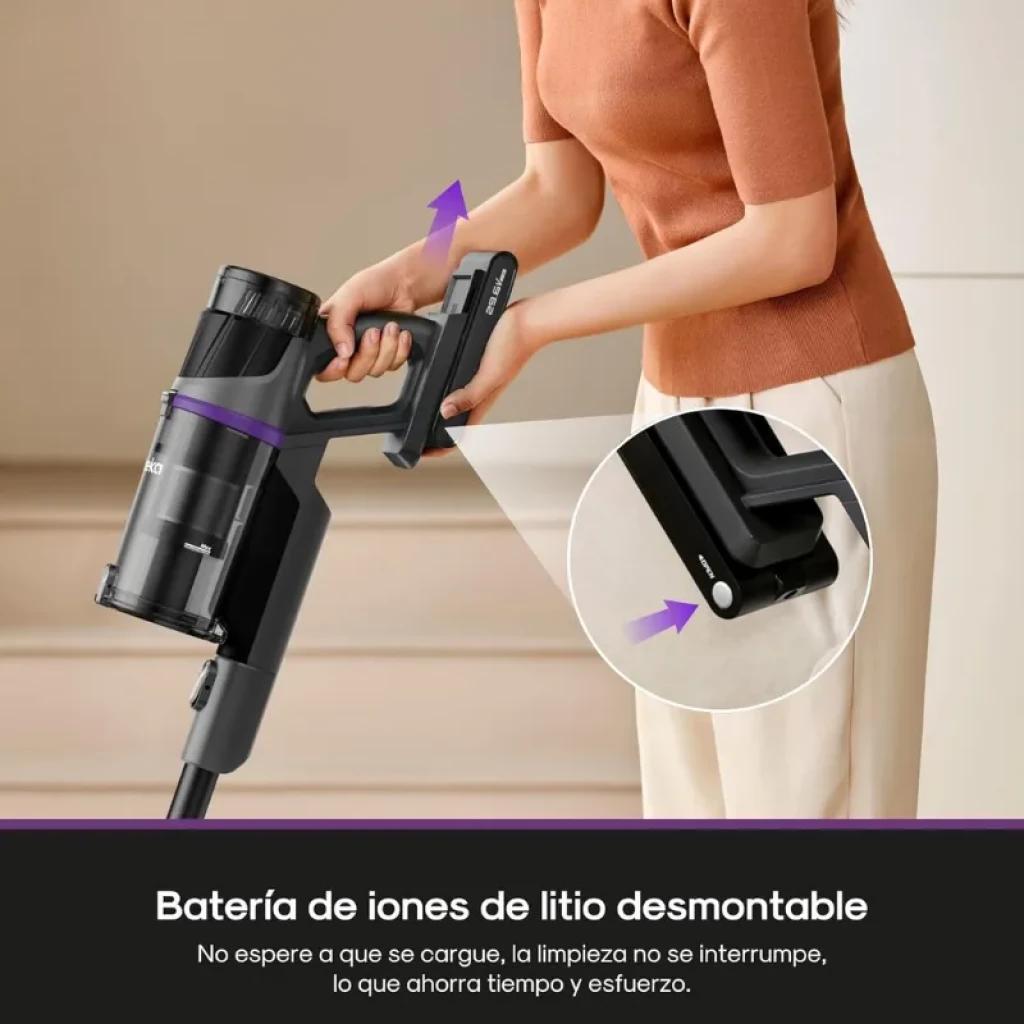 EUREKA NEC520 20300 Pa con filtrado en 5 etapas; aspiradora de escoba negra con batería de iones de litio desmontable y diseño ergonómico con gatillo cómodo