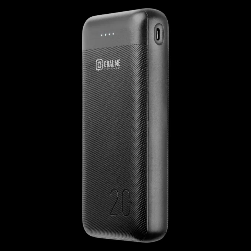 OBAL ME PowerNest Noir 20000mAh powerbank compact avec texture antidérapante, indicateur LED de charge et port latéral, numéro 20 gravé sur le boîtier