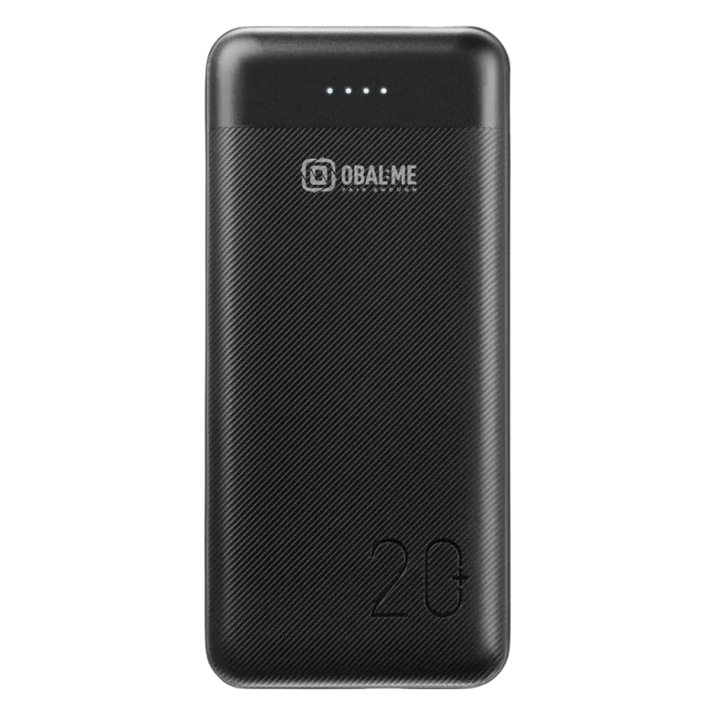 OBAL : ME PowerNest Noir 20000mAh powerbank avec texture antidérapante, indicateur LED de charge et numéro 20 en relief, design compact et élégant