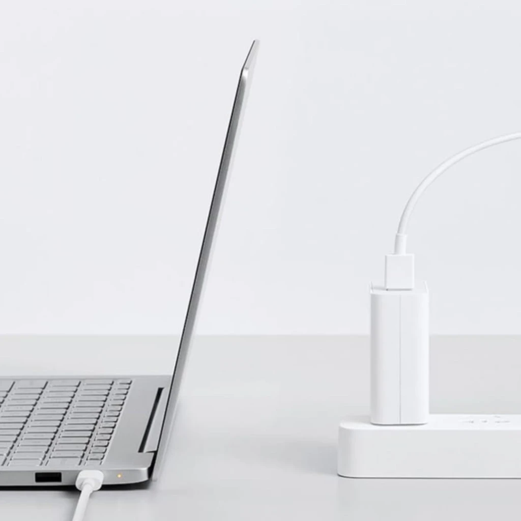 Cargador Xiaomi 100W Charging Combo Type-A EU en color blanco, compacto, con enchufe europeo y puerto USB-A, conectado a regleta y cable cargando un dispositivo
