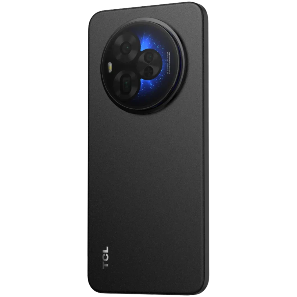 TCL 60 NXTPAPER Ultra 5G negro con tapa trasera mate y gran módulo circular de cámaras; acabado antirreflejo, bordes curvos y logo TCL discreto