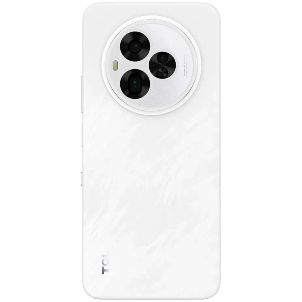 TCL 60 NXTPAPER Ultra 5G blanco con marco metálico, trasera texturizada y módulo circular con teleobjetivo de 50 MPx y triple cámara, 12 GB RAM, 512 GB